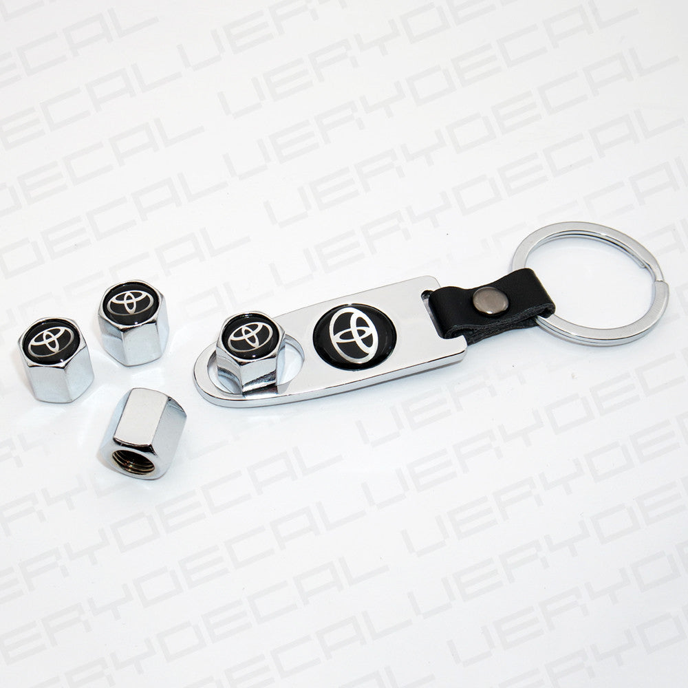 Universal Trd Chrome Car Wheel Tire Valves Dust Stems Air Caps Keychain Emblem