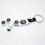 Universal Trd Chrome Car Wheel Tire Valves Dust Stems Air Caps Keychain Emblem