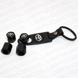 Universal Trd Black Wheel Tire Valves Dust Stems Air Caps Keychain Logo Emblem
