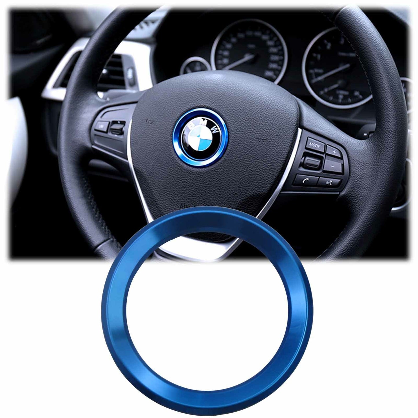 Blue Steering Wheel Logo Emblem Ring Cover For BMW 1 3 4 5 7 Series X1 X3 X5 X6
