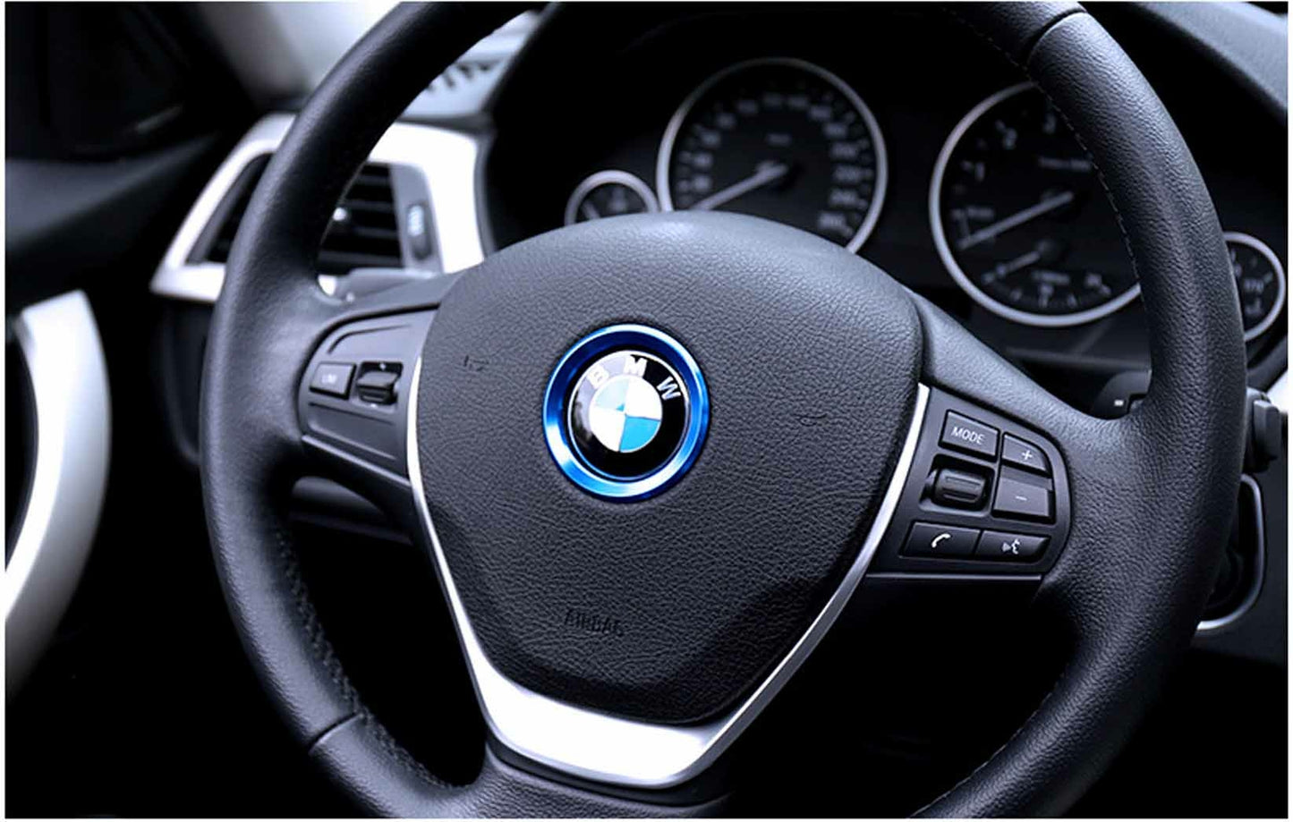 Blue Steering Wheel Logo Emblem Ring Cover For BMW 1 3 4 5 7 Series X1 X3 X5 X6