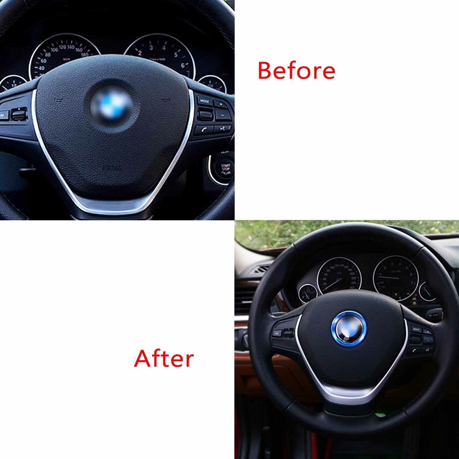Blue Steering Wheel Logo Emblem Ring Cover For BMW 1 3 4 5 7 Series X1 X3 X5 X6