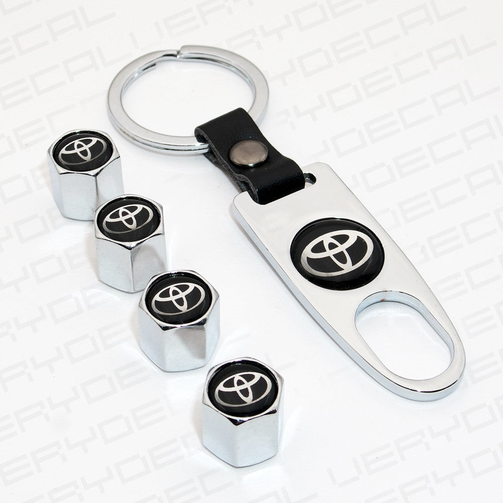 Universal Trd Chrome Car Wheel Tire Valves Dust Stems Air Caps Keychain Emblem